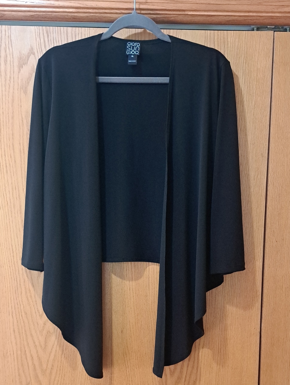 CLARA SUNWOO Collarless Open-Front Draped Cardigan With Waterfall Hem